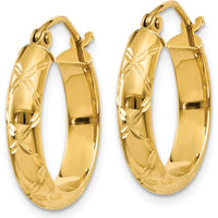 14K Yellow Gold Diamond-Cut Polished Hoop Earrings - 17.8mm by 0