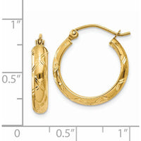 14K Yellow Gold Diamond-Cut Polished Hoop Earrings - 17.8mm by 0