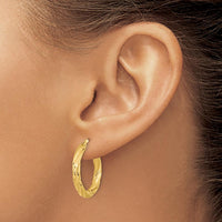 14K Yellow Gold Diamond-Cut Polished Hoop Earrings - 23.3mm Length by 0