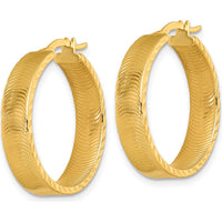 14K Yellow Gold Diamond-Cut Polished Tube Hoop Earrings - 22mm by 0