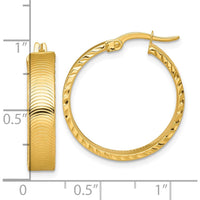 14K Yellow Gold Diamond-Cut Polished Tube Hoop Earrings - 22mm by 0