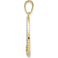 14K Yellow Gold Diamond-cut Puppy in Heart Pendant with Rhodium Accents by Oro Pregiato