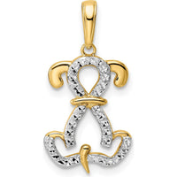 14K Yellow Gold Diamond-Cut Puppy Pendant with Rhodium Accents by Oro Pregiato