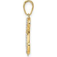 14K Yellow Gold Diamond-Cut Puppy Pendant with Rhodium Accents by Oro Pregiato