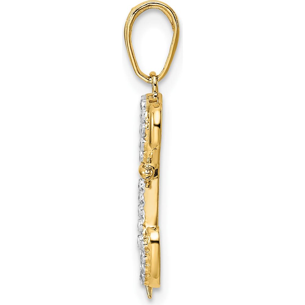 14K Yellow Gold Diamond-Cut Puppy Pendant with Rhodium Accents by Oro Pregiato