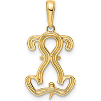 14K Yellow Gold Diamond-Cut Puppy Pendant with Rhodium Accents by Oro Pregiato