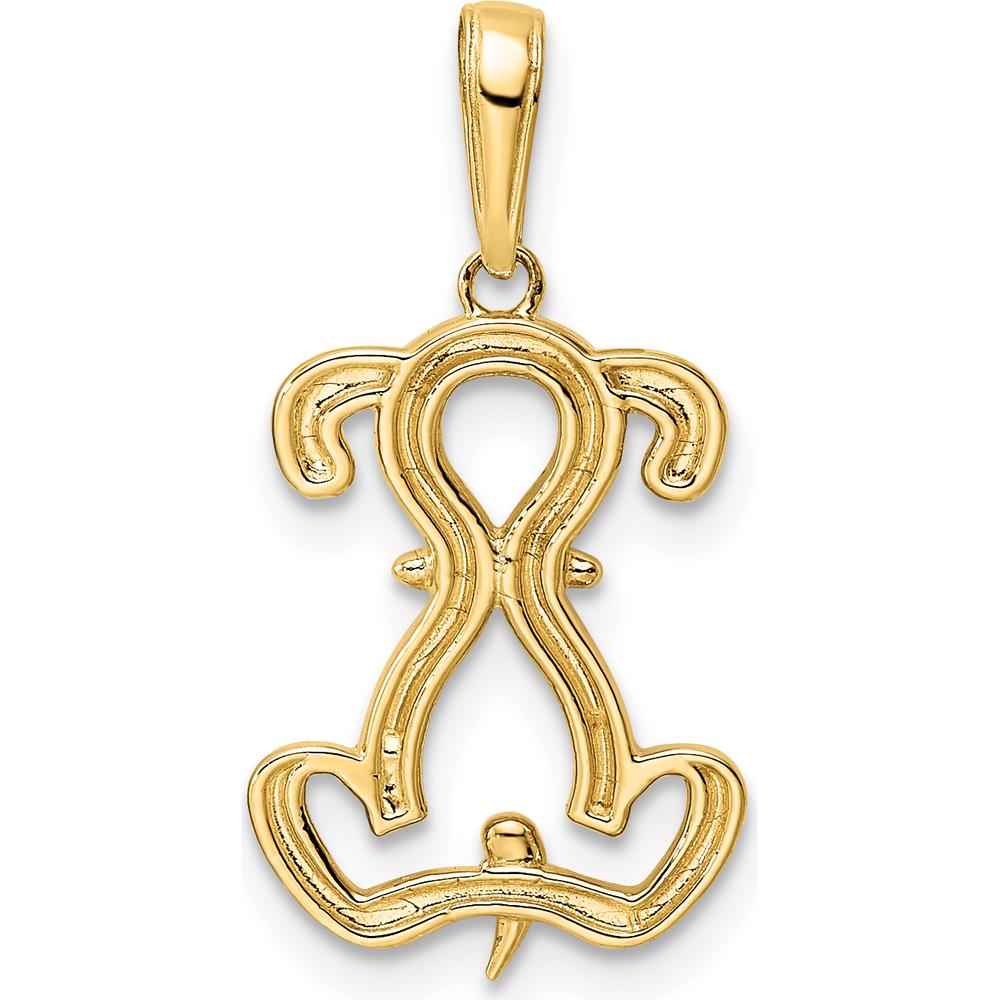 14K Yellow Gold Diamond-Cut Puppy Pendant with Rhodium Accents by Oro Pregiato