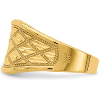 14K Yellow Gold Diamond-Cut Quilted Pattern Domed Fashion Ring by Oro Pregiato