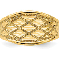 14K Yellow Gold Diamond-Cut Quilted Pattern Domed Fashion Ring by Oro Pregiato