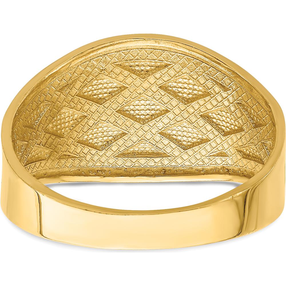 14K Yellow Gold Diamond-Cut Quilted Pattern Domed Fashion Ring by Oro Pregiato