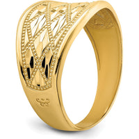 14K Yellow Gold Diamond-Cut Quilted Pattern Domed Fashion Ring by Oro Pregiato