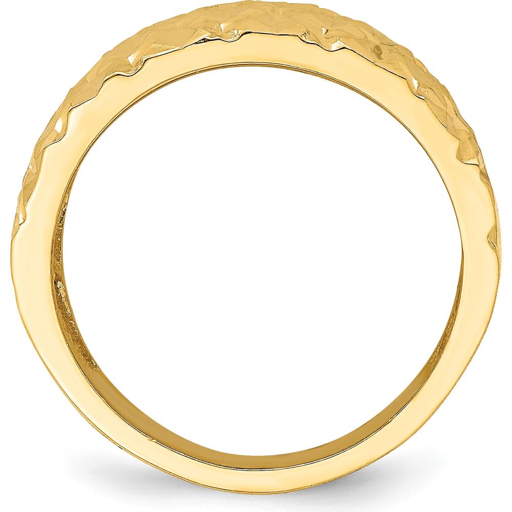 14K Yellow Gold Diamond-Cut Quilted Pattern Domed Fashion Ring by 0
