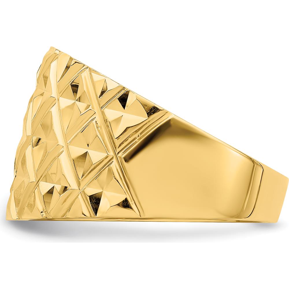 14K Yellow Gold Diamond-Cut Quilted Pattern Domed Fashion Ring by 0