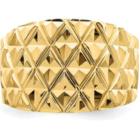 14K Yellow Gold Diamond-Cut Quilted Pattern Domed Fashion Ring by 0