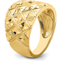 14K Yellow Gold Diamond-Cut Quilted Pattern Domed Fashion Ring by 0