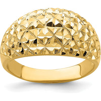 14K Yellow Gold Diamond-Cut Quilted Pattern Domed Fashion Ring by 0