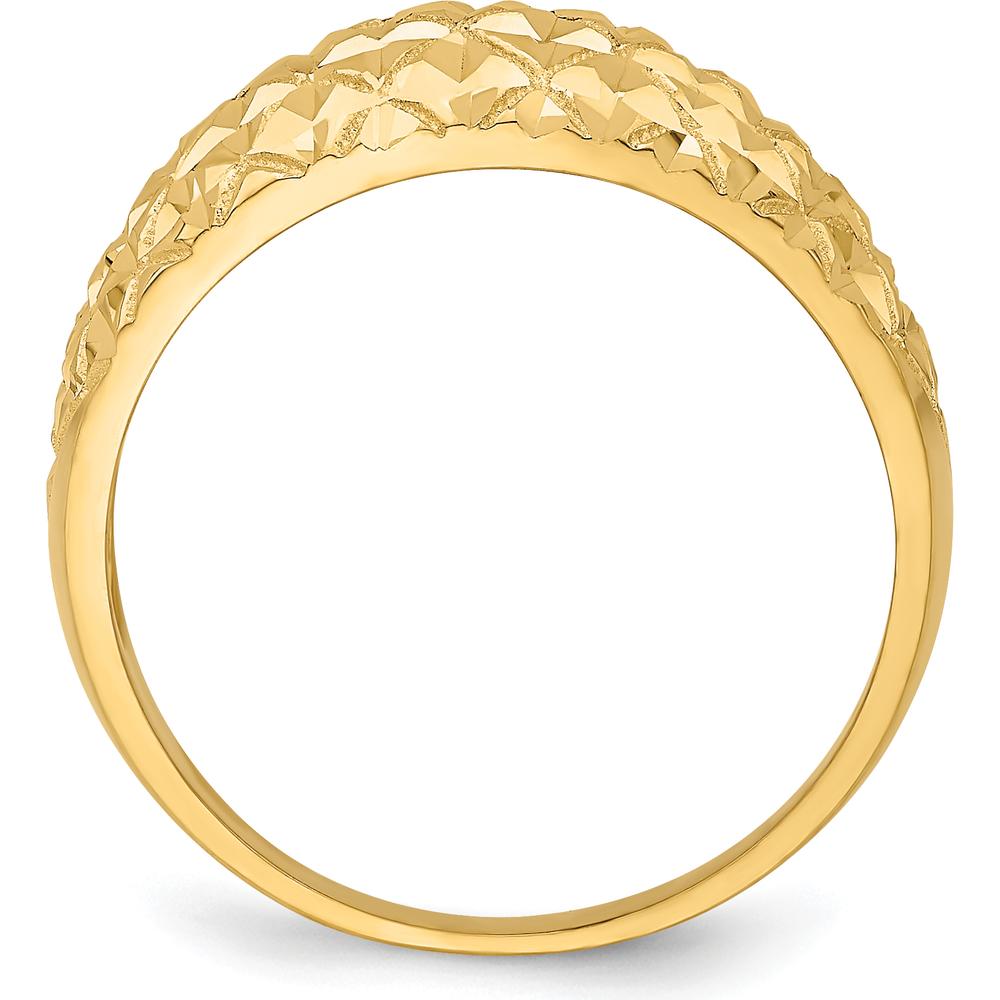 14K Yellow Gold Diamond-Cut Quilted Pattern Domed Fashion Ring by 0