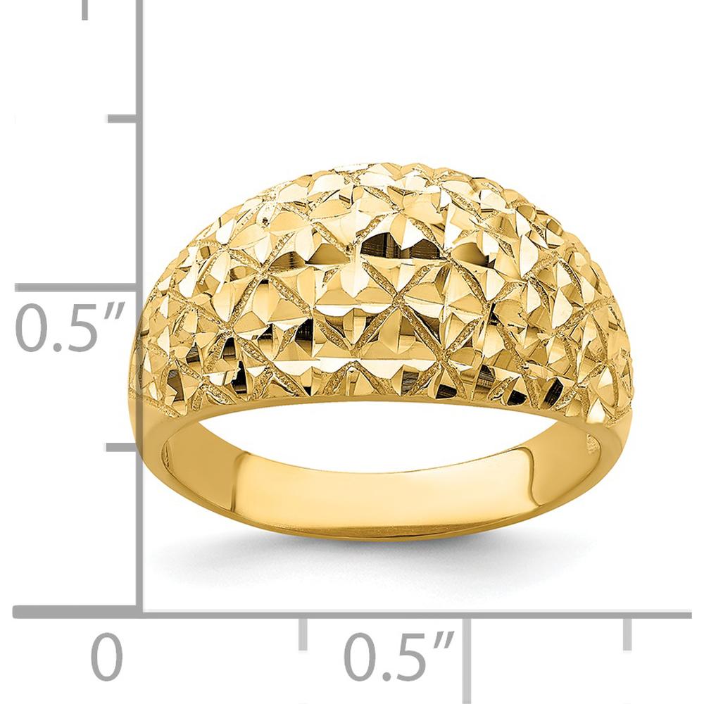 14K Yellow Gold Diamond-Cut Quilted Pattern Domed Fashion Ring by 0