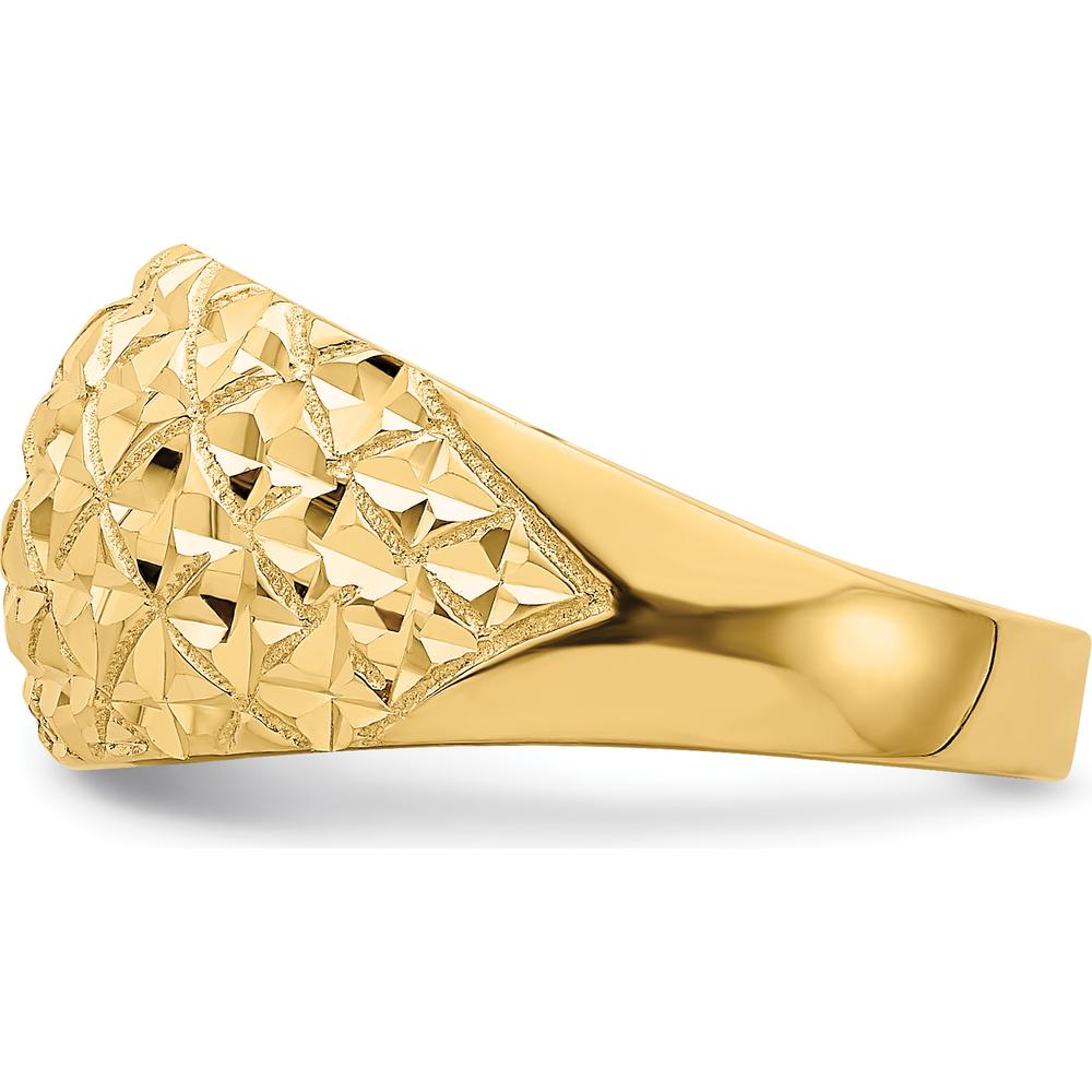 14K Yellow Gold Diamond-Cut Quilted Pattern Domed Fashion Ring by 0
