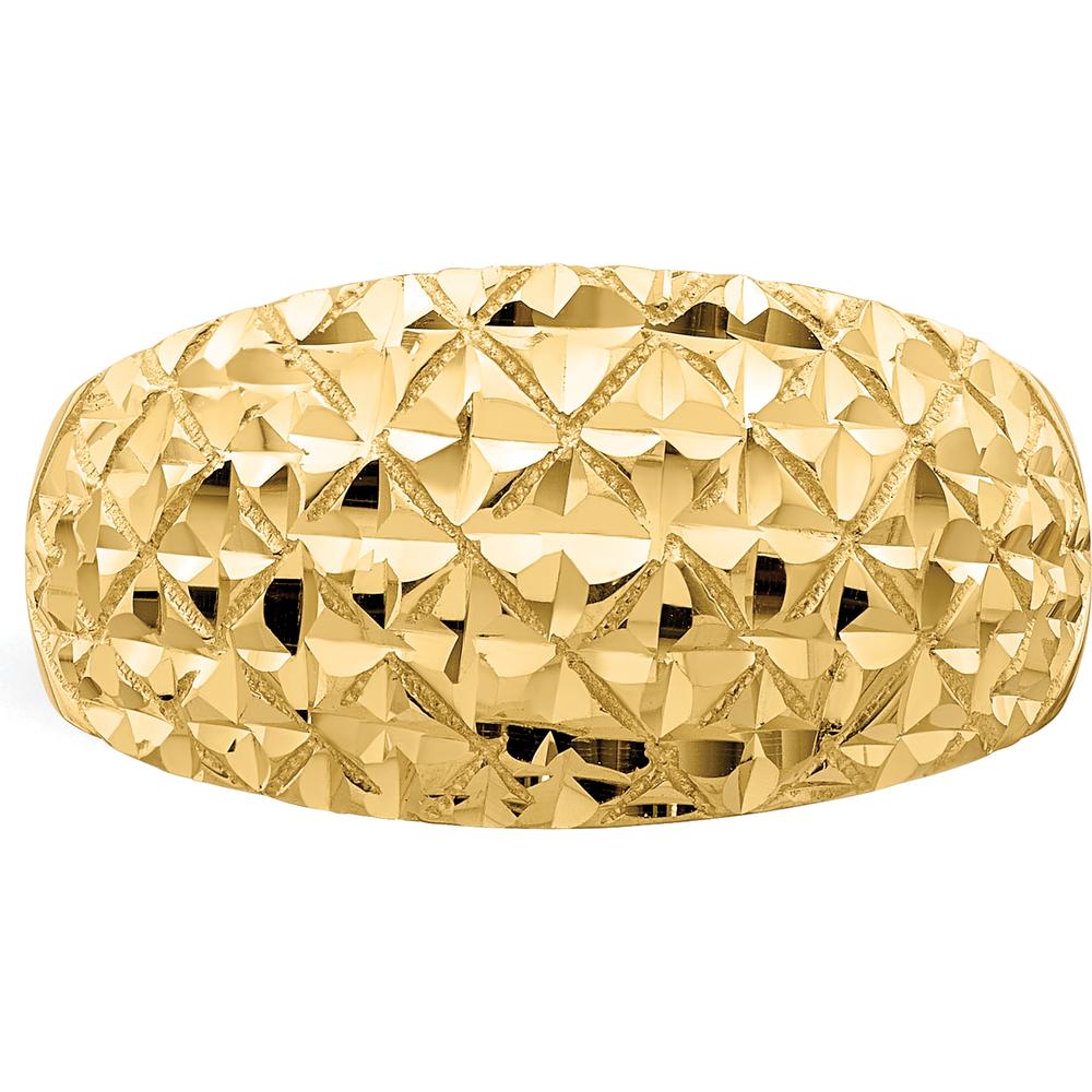 14K Yellow Gold Diamond-Cut Quilted Pattern Domed Fashion Ring by 0
