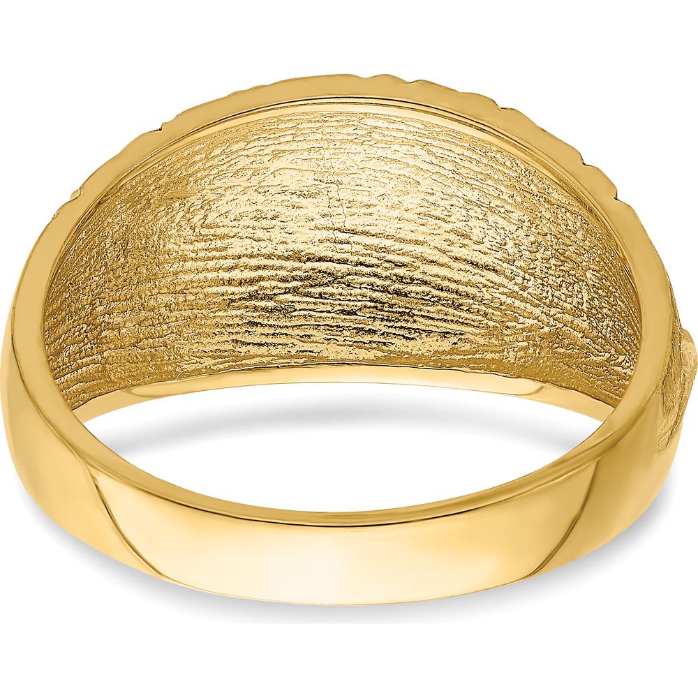 14K Yellow Gold Diamond-Cut Quilted Pattern Domed Fashion Ring by 0