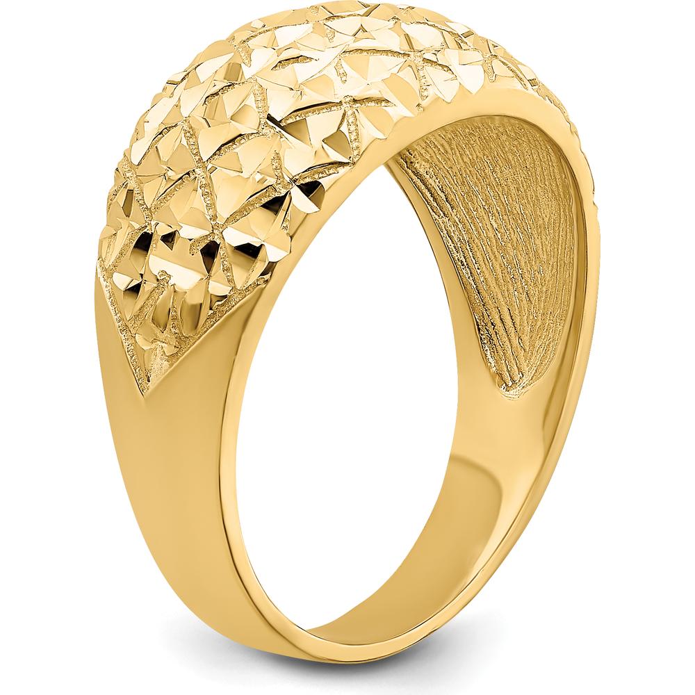 14K Yellow Gold Diamond-Cut Quilted Pattern Domed Fashion Ring by 0