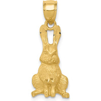 14K Yellow Gold Diamond-Cut Rabbit Pendant - 25.5mm Length by Oro Pregiato