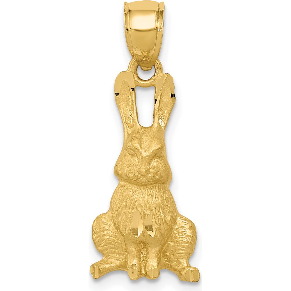 14K Yellow Gold Diamond-Cut Rabbit Pendant - 25.5mm Length by Oro Pregiato