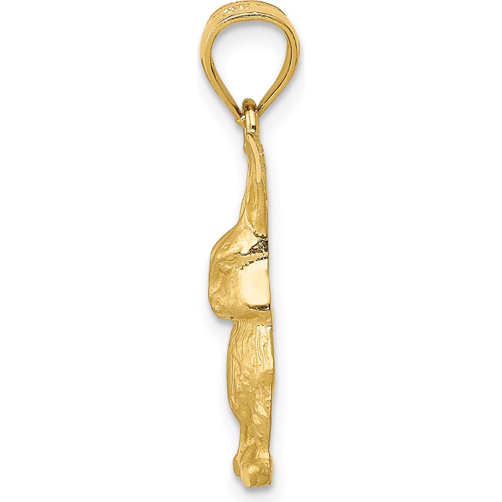 14K Yellow Gold Diamond-Cut Rabbit Pendant - 25.5mm Length by Oro Pregiato