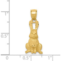 14K Yellow Gold Diamond-Cut Rabbit Pendant - 25.5mm Length by Oro Pregiato