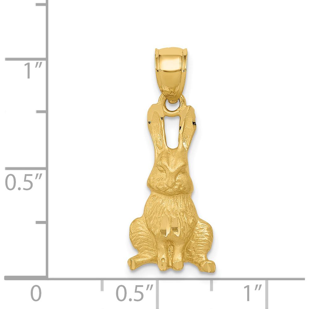 14K Yellow Gold Diamond-Cut Rabbit Pendant - 25.5mm Length by Oro Pregiato