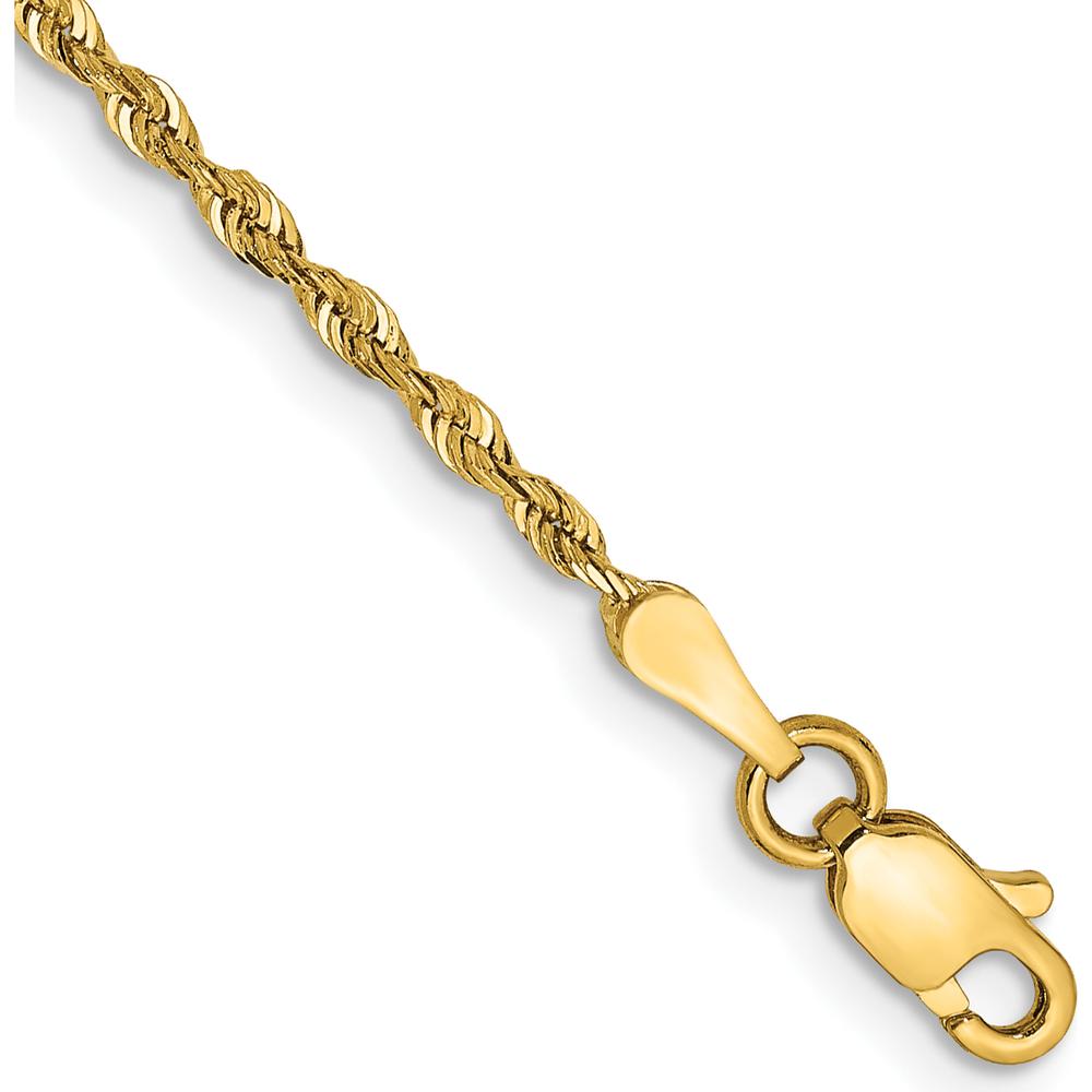 14K Yellow Gold Diamond-Cut Rope Chain Anklet - 1.85mm Width by Oro Pregiato