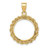 14K Yellow Gold Diamond-Cut Rope Coin Bezel Pendant for 1/10 oz. American Eagle Coin by Numis Coin Jewelry
