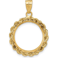 14K Yellow Gold Diamond-Cut Rope Coin Bezel Pendant for 1/10 oz. American Eagle Coin by Numis Coin Jewelry