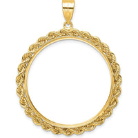 14K Yellow Gold Diamond-Cut Rope Coin Bezel Pendant for 1 oz. American Eagle Coin by Numis Coin Jewelry