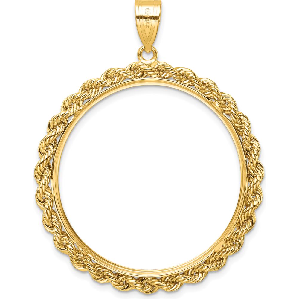 14K Yellow Gold Diamond-Cut Rope Coin Bezel Pendant for 1 oz. American Eagle Coin by Numis Coin Jewelry