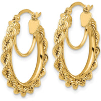 14K Yellow Gold Diamond-Cut Rope Hoop Earrings - 25mm by Oro Pregiato