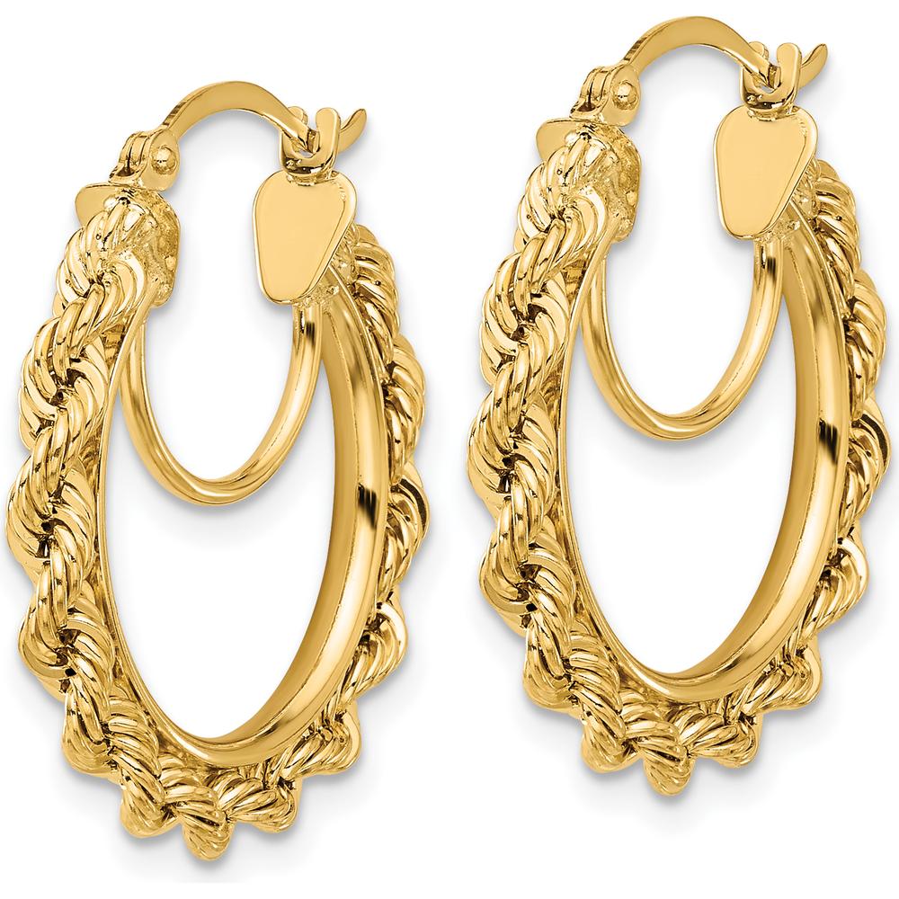 14K Yellow Gold Diamond-Cut Rope Hoop Earrings - 25mm by Oro Pregiato