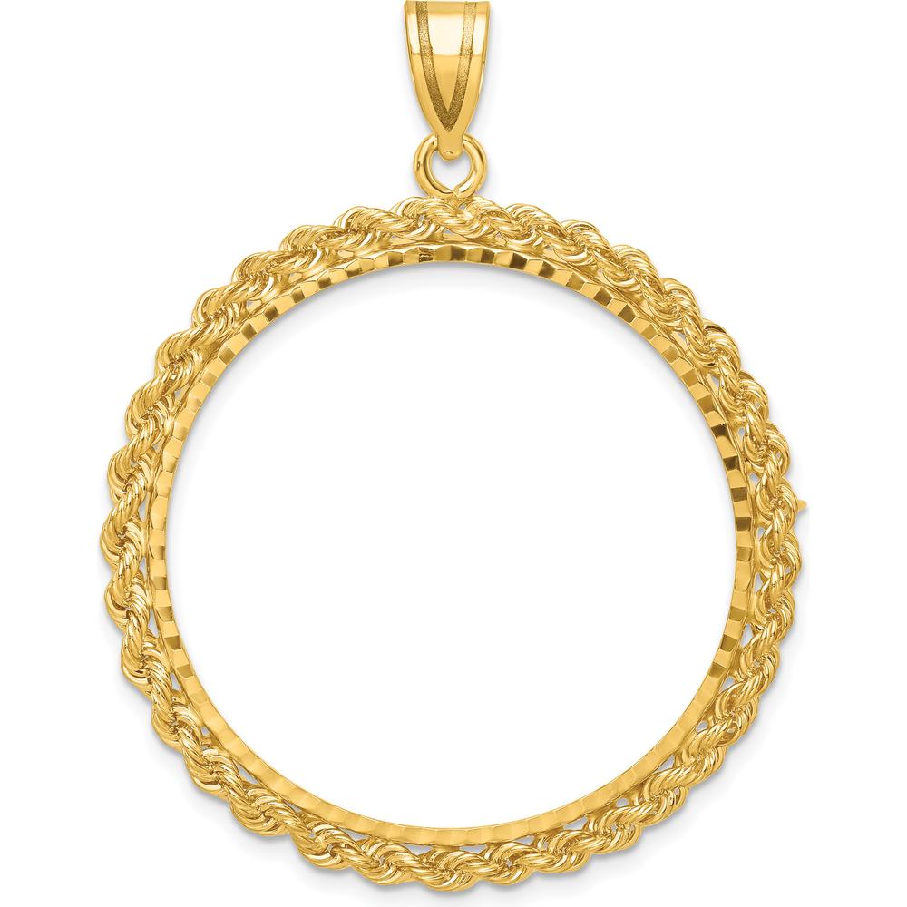 14K Yellow Gold Diamond-Cut Rope Pendant with Coin Bezel - 39.7mm Length by Numis Coin Jewelry