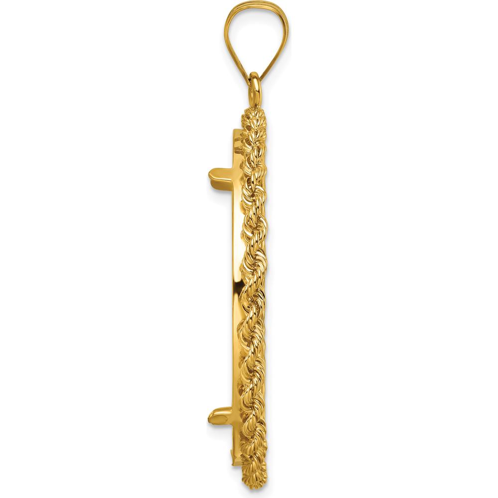 14K Yellow Gold Diamond-Cut Rope Pendant with Coin Bezel - 39.7mm Length by Numis Coin Jewelry