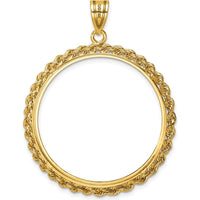 14K Yellow Gold Diamond-Cut Rope Pendant with Coin Bezel - 32mm Length by Numis Coin Jewelry
