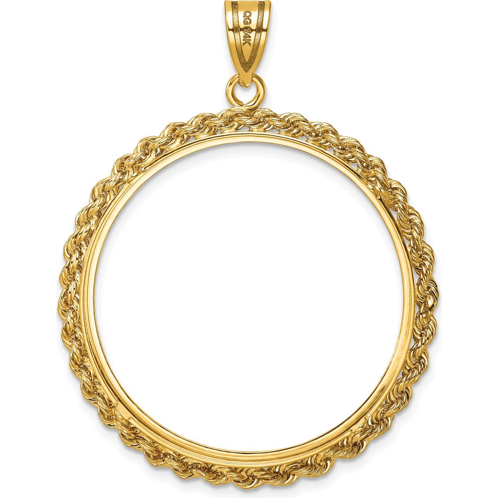14K Yellow Gold Diamond-Cut Rope Pendant with Coin Bezel - 32mm Length by Numis Coin Jewelry