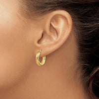14K Yellow Gold Diamond-Cut Round Hoop Earrings - 19mm Length by 0