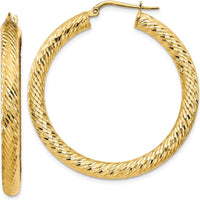 14K Yellow Gold Diamond-Cut Round Hoop Earrings - 41.25mm Length by 0