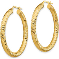 14K Yellow Gold Diamond-Cut Round Hoop Earrings - 41.25mm Length by 0
