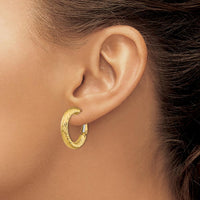 14K Yellow Gold Diamond-Cut Round Omega Back Hoop Earrings - 23mm Length, 23.25mm Width by Oro Pregiato