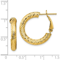 14K Yellow Gold Diamond-Cut Round Omega Back Hoop Earrings - 23mm Length, 23.25mm Width by Oro Pregiato