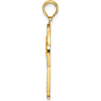 14K Yellow Gold Diamond-Cut Satin Edge Lattice Cross Charm - 24.6mm Length by Oro Pregiato