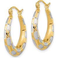 14K Yellow Gold Diamond-Cut Satin Hoop Earrings - 22.86mm Length by 0