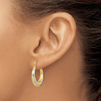 14K Yellow Gold Diamond-Cut Satin Hoop Earrings - 22.86mm Length by 0